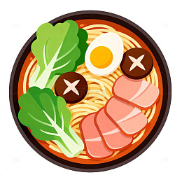 卡通拉面美食插画设计素材