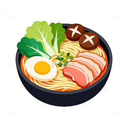 卡通风格拉面美食插画素材