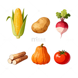 卡通蔬菜插画设计素材