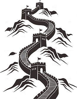 黑白长城插画设计素材