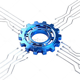 科技风齿轮电路图设计素材