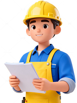 卡通建筑工人工作场景设计素材