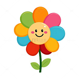 欢笑绽放的彩色花朵奇想