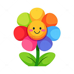 彩虹微笑花朵的奇幻舞蹈