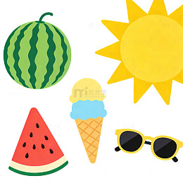 夏日清凉卡通扁平元素 简约