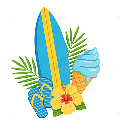 夏日清凉卡通扁平元素集合