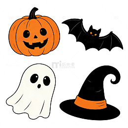 万圣节卡通扁平风格简约