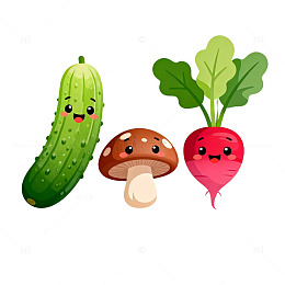 可爱卡通蔬果插画素材