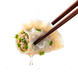 筷子夹饺子美食