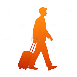 橙色剪影旅行人物图案