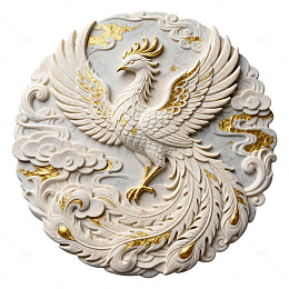 凤凰雕刻浮雕装饰艺术圆形壁画