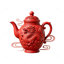 中国龙纹红色茶壶图案