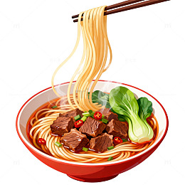 牛肉拉面美食插画素材
