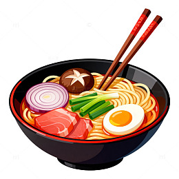 卡通拉面美食插画设计素材