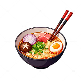 卡通拉面美食插画设计元素
