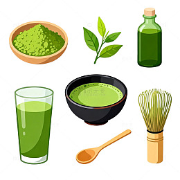 抹茶元素矢量插画设计素材