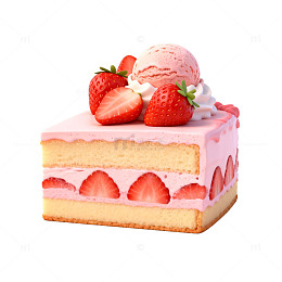 精致草莓蛋糕美食片