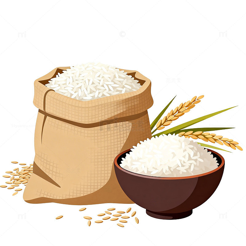 米袋米饭插画矢量图