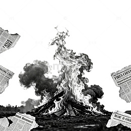 火焰烟雾报纸新闻视觉元素