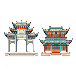 古风建筑矢量图设计素材
