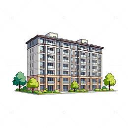 现代建筑插画设计图稿