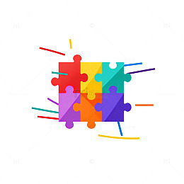 彩色拼图创意图案设计素材