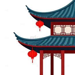 中国风古建筑插画设计元素