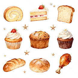 水彩烘焙美食插画