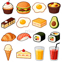 卡通美食插画设计元素
