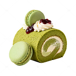 抹茶蛋糕卷甜点美食