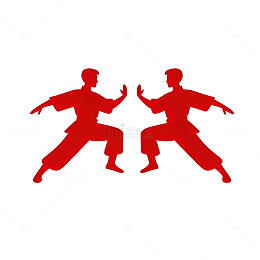 红色武术剪影素材