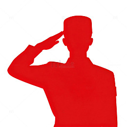 红色剪影敬礼人物艺术图