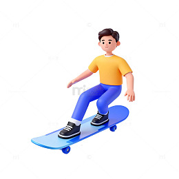卡通滑板男孩动画素材