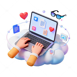 智能生活笔记本电脑科技插画