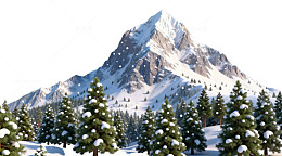 雪山松树冬日景象