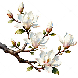 玉兰花开春意浓插画