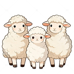 卡通羊群插画