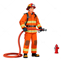 消防员救援场景矢量素材