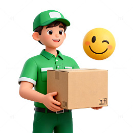 快递员递送包裹卡通形象