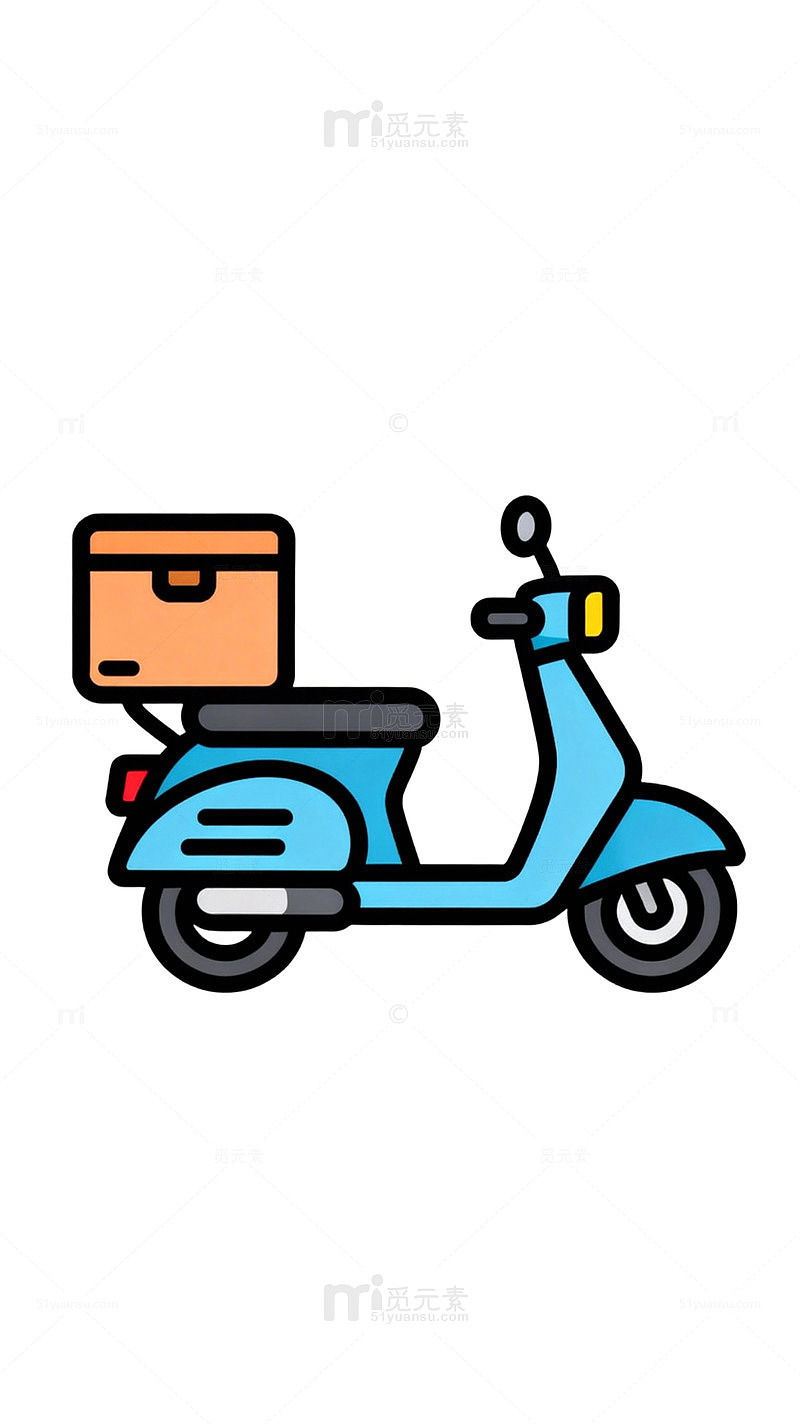 卡通风格外卖电动车插画素材