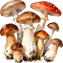 水彩蘑菇插画设计素材