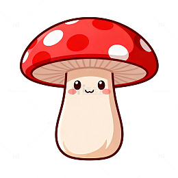 卡通红蘑菇可爱插画素材