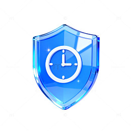 蓝色盾牌时钟图标设计