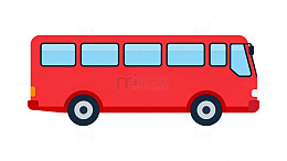 卡通红色巴士插画