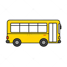 卡通黄色巴士图标矢量素材