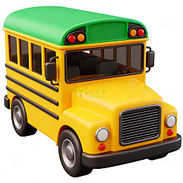 卡通校车模型玩具渲染图