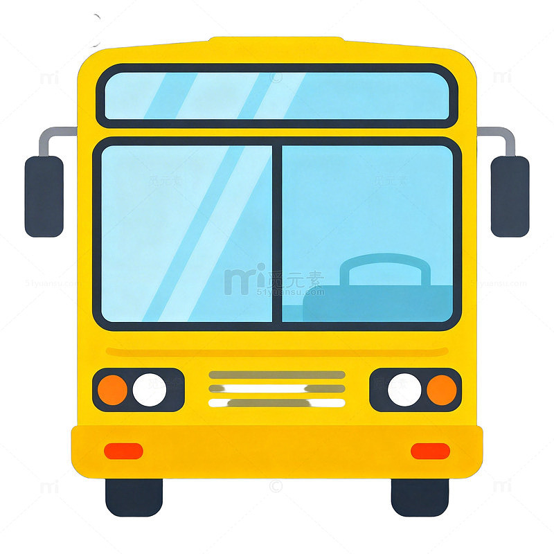 卡通风格黄色校车插画