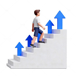 卡通人物爬楼梯进步图