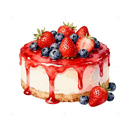 水彩蛋糕美食插画设计素材