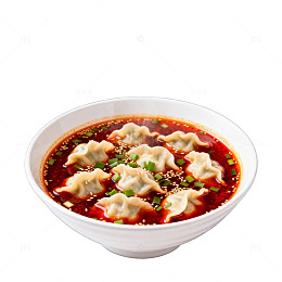 热气腾腾红油饺子美食